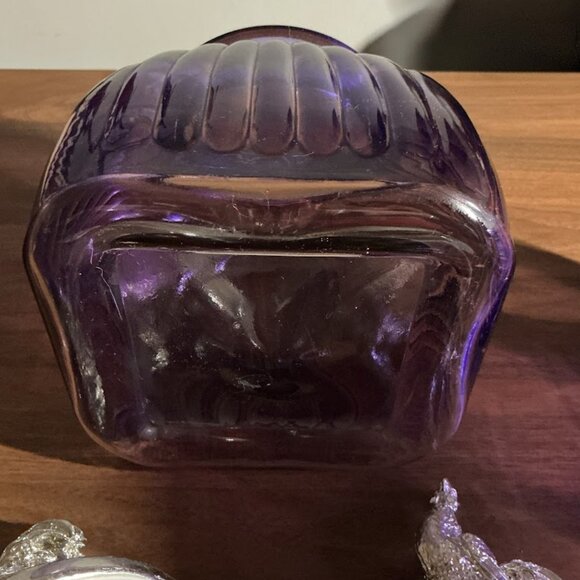 Purple Amethyst Vintage Rooster Lid Glass Canisters Set of 2 - Picture 10 of 10